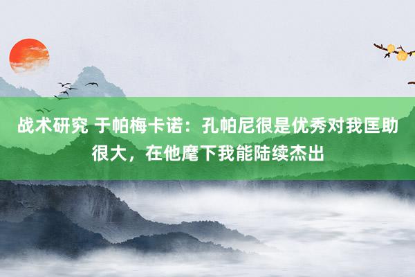 战术研究 于帕梅卡诺：孔帕尼很是优秀对我匡助很大，在他麾下我能陆续杰出