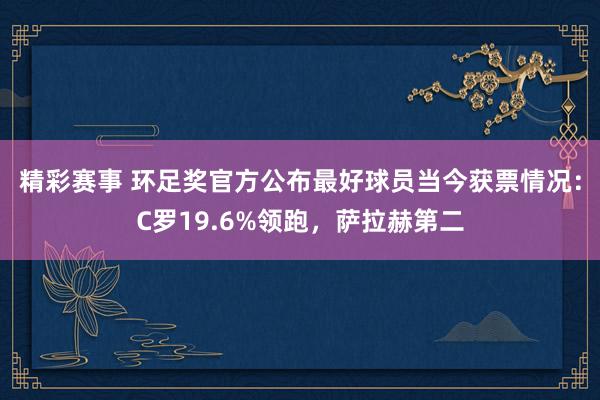 精彩赛事 环足奖官方公布最好球员当今获票情况：C罗19.6%领跑，萨拉赫第二