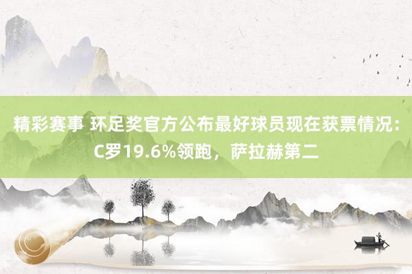 精彩赛事 环足奖官方公布最好球员现在获票情况：C罗19.6%领跑，萨拉赫第二