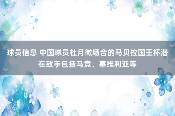 球员信息 中国球员杜月徵场合的马贝拉国王杯潜在敌手包括马竞、塞维利亚等