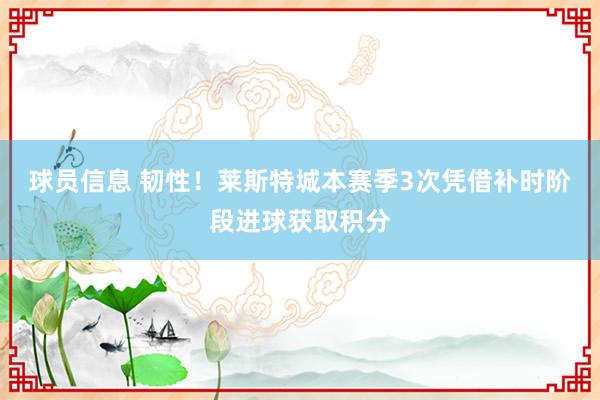 球员信息 韧性！莱斯特城本赛季3次凭借补时阶段进球获取积分