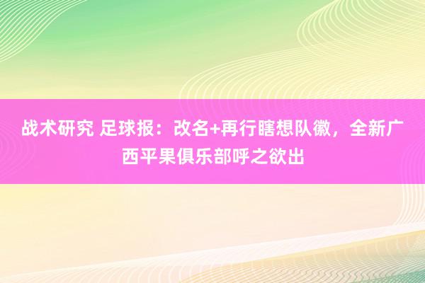 战术研究 足球报：改名+再行瞎想队徽，全新广西平果俱乐部呼之欲出