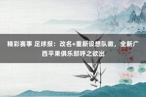 精彩赛事 足球报：改名+重新设想队徽，全新广西平果俱乐部呼之欲出