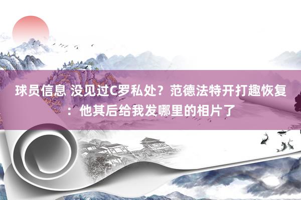 球员信息 没见过C罗私处？范德法特开打趣恢复：他其后给我发哪里的相片了