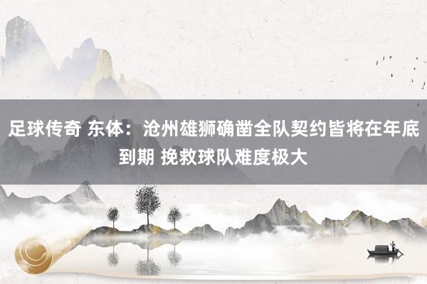 足球传奇 东体：沧州雄狮确凿全队契约皆将在年底到期 挽救球队难度极大