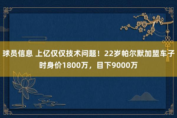 球员信息 上亿仅仅技术问题！22岁帕尔默加盟车子时身价1800万，目下9000万