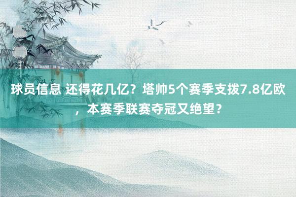 球员信息 还得花几亿？塔帅5个赛季支拨7.8亿欧，本赛季联赛夺冠又绝望？