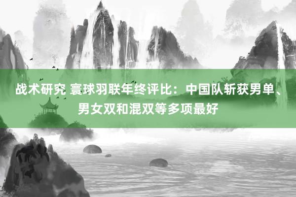 战术研究 寰球羽联年终评比：中国队斩获男单、男女双和混双等多项最好