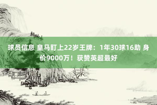 球员信息 皇马盯上22岁王牌：1年30球16助 身价9000万！获赞英超最好