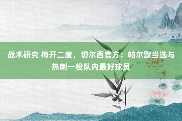 战术研究 梅开二度，切尔西官方：帕尔默当选与热刺一役队内最好球员